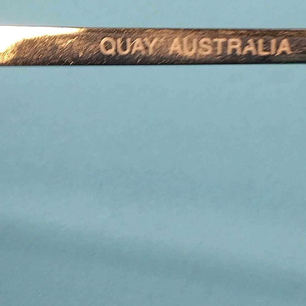 Quay Australia x Desi Perkins French Kiss Sunglasses Black Gold Cat Eye Flat Les